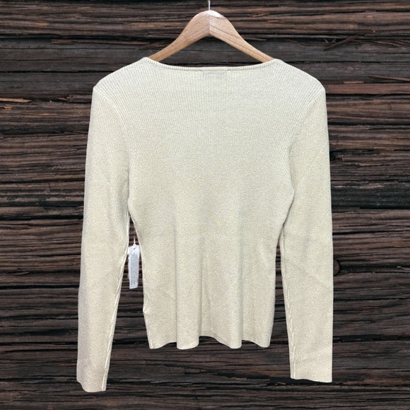 Another Love Cream Fitted Ribbed Blouse - Picture 2 of 4